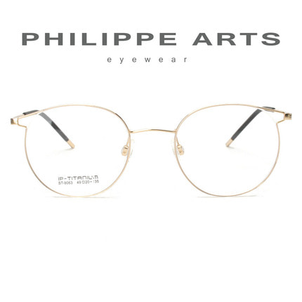 필립아츠 초경량 티타늄 안경테 IP도금 ST9063-C50 가벼운 안경 금테 남자 여자 패션 동글이