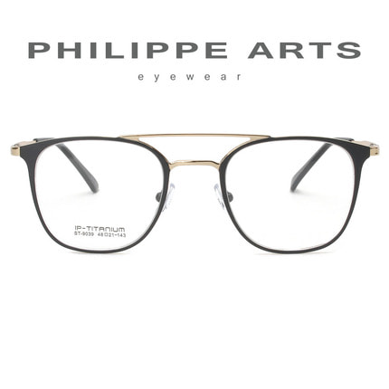 필립아츠 초경량 티타늄 안경테 IP도금 ST9039-C50 초경량 가벼운 안경 사각 투브릿지 남자 여자 패션