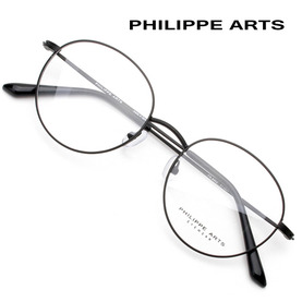 필립아츠 안경테 PA8002-C2 메탈테 동글이 가벼운 패션 안경 매트 블랙 남자 여자 국내제작