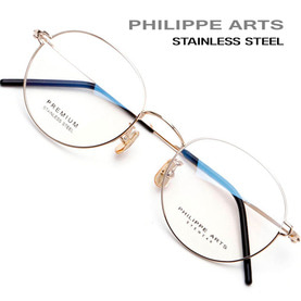 필립아츠 안경테 PA8015-C2 스테인리스 초경량 8g 가벼운 얇은 금테 고탄성 남자 여자 동글이 국내제작