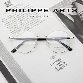 필립아츠 안경테 PA5003/D-C1 얇은 골드 메탈테 동글이 남자 여자 패션 안경 오버핏
