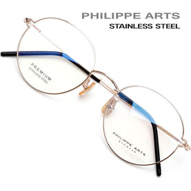 필립아츠 안경테 PA8016-C2 스테인리스 8g 초경량 가벼운 골드 라운드 패션 안경 남자 여자 국내제작