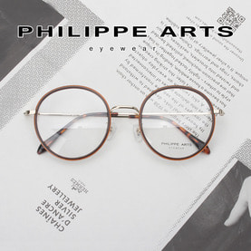 필립아츠 안경테 PA5004/D-C1 남자 여자 가벼운 동글이 솔텍스 뿔테 빈티지 패션 안경 오버핏 국내제작