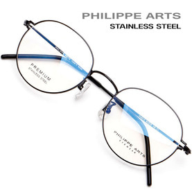필립아츠 안경테 PA8015-C1 스테인리스 초경량 8g 가벼운 패션 안경 고탄성 라운드 남자 여자 국내제작