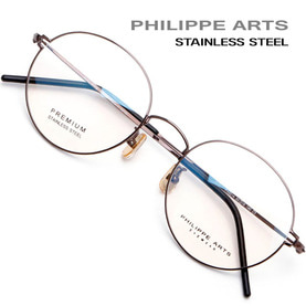 필립아츠 국산 안경테 PA8014-C3 스테인리스 초경량 8g 얇은테 라운드 패션 안경 남자 여자 고탄성