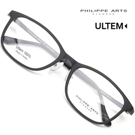 필립아츠 안경테 PH7032 C1 울템 초경량 8g 사각 뿔테 가벼운 남자 여자 무광 블랙 안경 패션